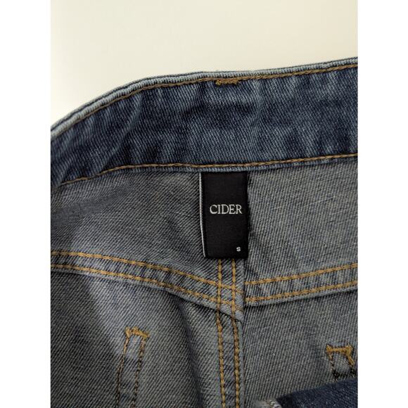 Cider Mid Rise Star Pattern Wide Leg Jeans Womens Small Denim Pants Streetwear - Picture 5 of 6